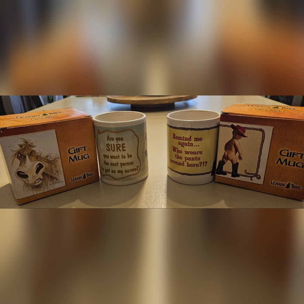 Humorous White Gift Mugs Set